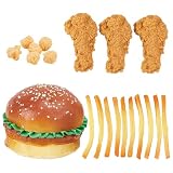 NBEADS Juego de 20 modelos de alimentos fritos de 4 estilos, múltiples variedades de alimentos incluidos simulación de patas de pollo fritas con alas de pollo, pepitas de pollo, material de PVC para