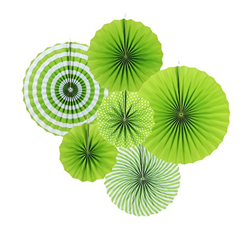 Juego de 6 abanicos de papel decorativo Sunbeauty para fiestas, bodas o cumpleaños, 21 cm, 31 cm, 42 cm