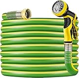 200 ft Heavy Duty Garden Hose–Super Flexible Leader Water Hose with Spray Nozzle–5/8"ID,Burst 600psi