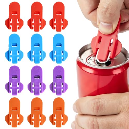 12 Stück Getränkedosenöffner Dosenverschluss Getränkedosen Neuer Manueller Flaschenöffner Kunststoff Einfacher Dosenöffner für Cola Bier Getränke Limonade
