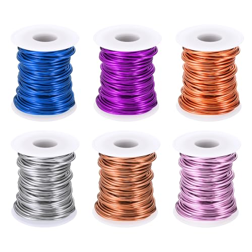 Fil d'aluminium artisanal 2 mm PATIKIL pour création de bijoux et modelage, 6 rouleaux