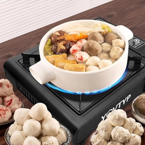 بوتاجاز رحلات محمول ثنائي الاستخدام للتخييم والطوارئ، موقد غاز مع إشعال ذاتي، متوافق مع عبوات الغاز والأسطوانات الكبيرة