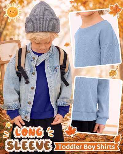 YooAurvox 3 Pack Toddlers Boys' Waffle Shirts, 3-Color Set, 18-24 Months — view 5