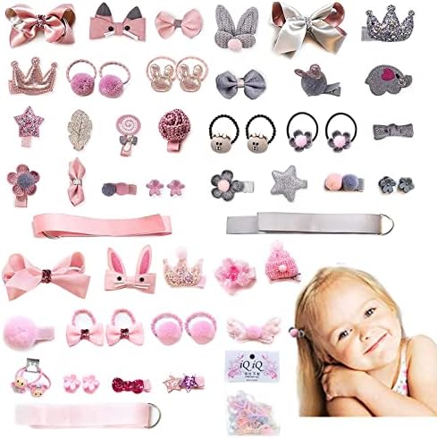 54 PCS Baby Hair Clips Set for Little GirlsVEGCOO Hair Rops Barrettes, Baby Girls Hair Accessories for Baby Girls Toddlers Kids Children as Birthday Christmas Children's Day Gift