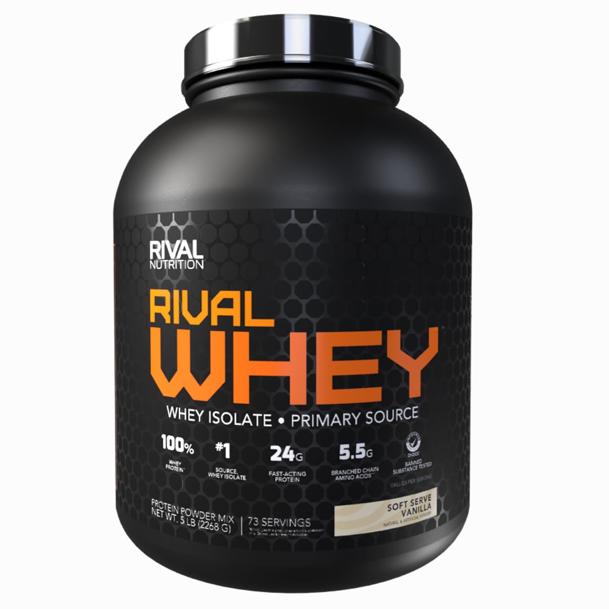 Rival Whey – 5LB Soft Serve Vanilla – Whey Isolate Primary Source Protein Powder | 24g Protein for Muscle Gain - 73 Servings