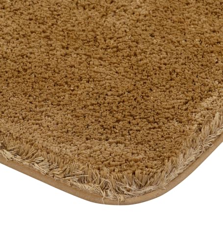 Image of Pano Anti Slip Bathmat Set with Contour | Washable, Non-Slip & Quick-Drying Mats for Home /Kitchen /Office | Soft & Super Absorbent Mats for Shower (Beige, 50x75 cm & 50x50 cm) Sophia