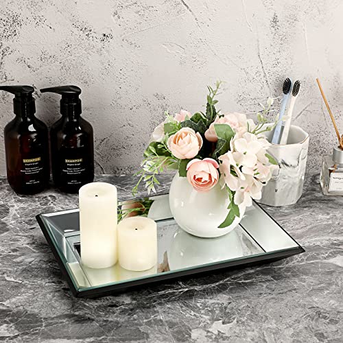 Hipiwe HPWSN00612 Glass Mirror Makeup Vanity Tray Black Rectangle Perfume Tray Jewelry Trinket Organizer Coffee Table Centrepiece Decorative Dresser Tray Bathroom Storage Tray,11.9X 7.9 Inch thumb #3