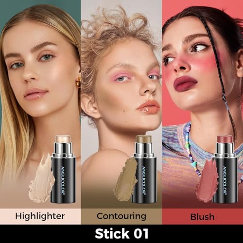 Anglicolor 3PC Contour Stick,Blush,Highlighter Makeup,Matte,Long Lasting,Smooth,Blendable,Floral Fragrance,Hydrating,Sensitive Skin Friendly,Better For Fair Skin by Anglicolor - Image 6