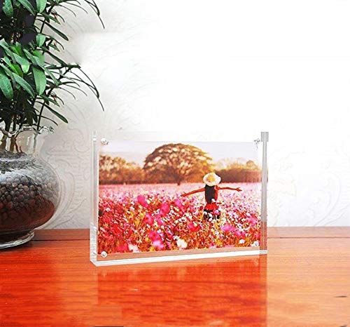 Hesin Acrylic Photo Frame 6 By 8 Inch Double Sided Frameless Picture Frame Magnetic Acrylic Block Desktop Photo Display Holder With Gift Box Package Thickness 12+12Mm (6"X8") #TOP3