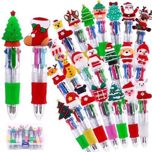 Vellibring 24PCS Christmas Multicolor Ballpoint Pens 4 Colors in 1