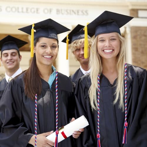 Image of Graduation Honor Cords Royal Blue Red and White Honor Cords with Tassels for Graduation Students