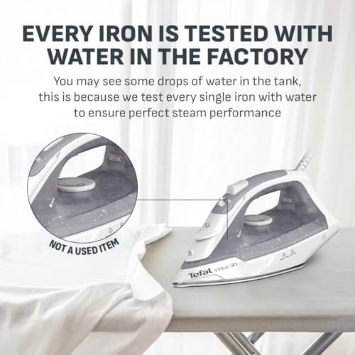 Tefal Virtuo 30, Steam Iron, 130 G/Min Steam Boost, 27 G/Min Continuous Steam, 240Ml Water Tank, Ceramic Soleplate, Anti-Drip, Precision Tip, Vertical Steaming, White & Purple, FV2C47G0 - 8