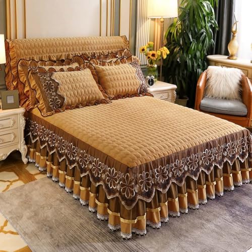 Cubrecama con falda de 3 piezas tamaño king para renovar el dormitorio principal 8