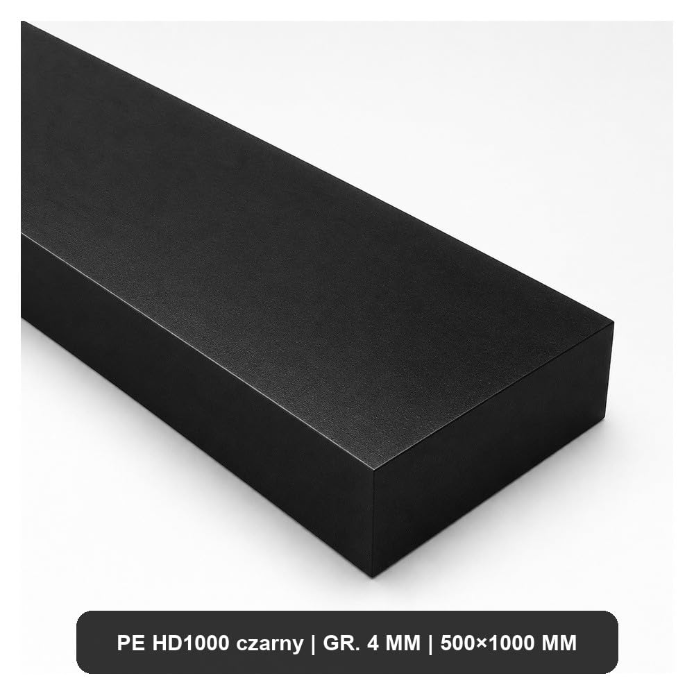 PE-HD 1000 Platte schwarz, 4 mm, Zuschnitt 500 × 1000 mm