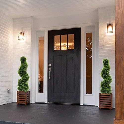 2 Set 3Ft/90cm Spiral Topiary Artificial Cypress Tree, Decoration Fake Plant Plastic Bonsai for Outdoor Indoor Living Room Front Door.