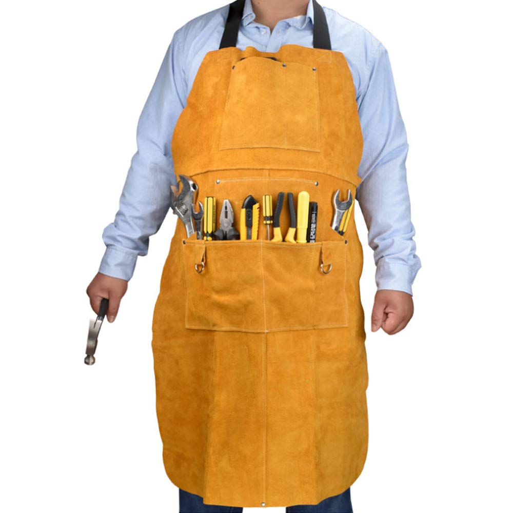 Buy Heavy Duty Welding Apron, Leather Tool Apron Bib Apron for