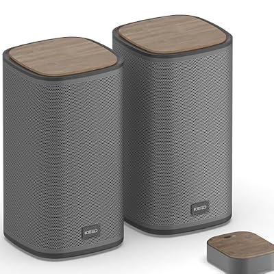 KEiiD Bluetooth Computer Speakers with Wireless Touch Control Pod for PC Laptop/Desktop Wireless Stereo Gaming Speakers, 4 EQ Modes, Aesthetic Style, New Model