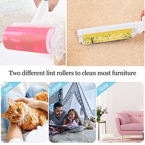 6 Stück Wiederverwendbare Waschbare Fussel-Rolle Klebrige Abwaschbar Staub Fusselrolle Faltbare Sticky Roller Portable-Lockenwickler mit Abdeckung für Saubere Möbel, Teppiche, Kleidung