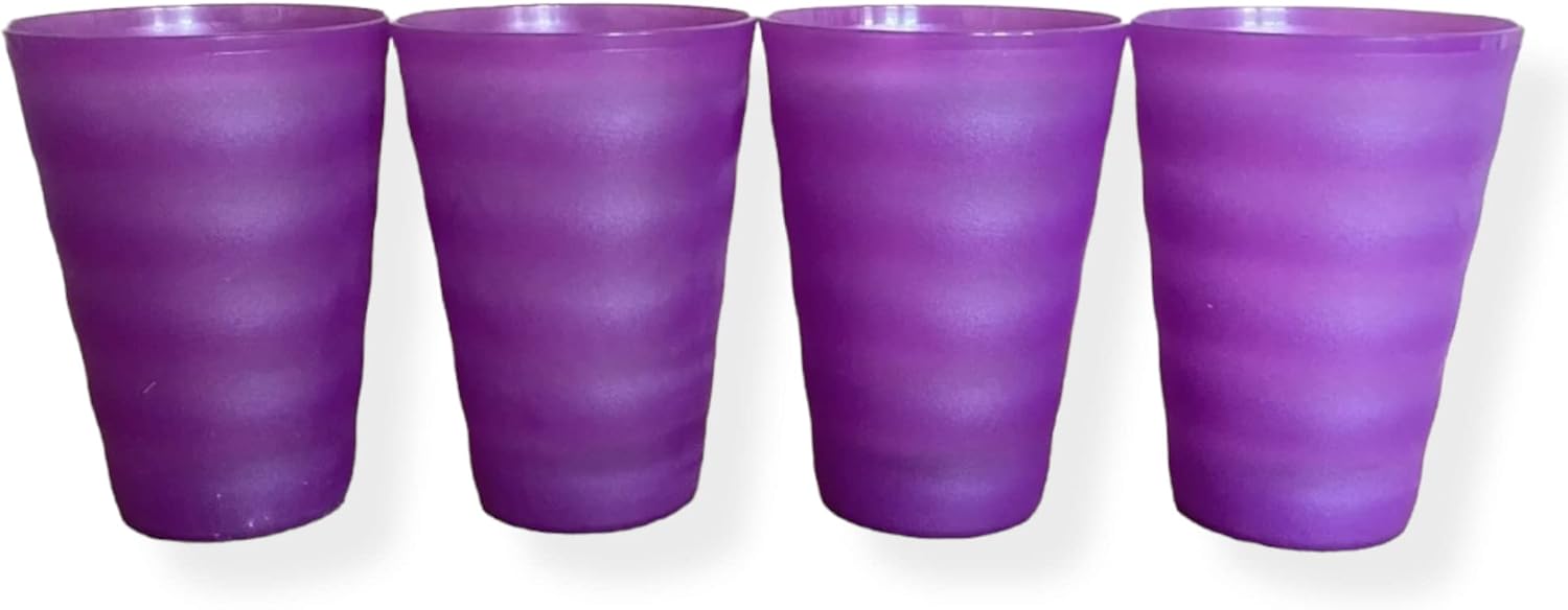 Tupperware Impressions Tumblers 16 ounces Set of 4 NO LIDS Purple
