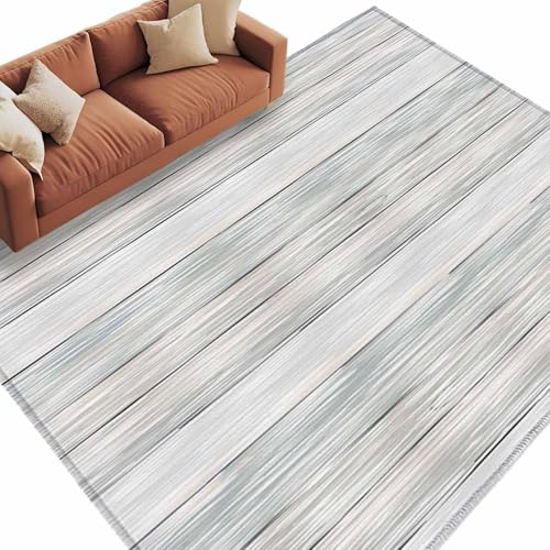 Gray Wood Large Area Rug 8x10 FT, Non Slip Living