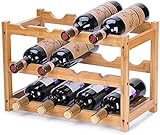 Riipoo Wine Racks Countertop, Wine Rack 12 Bottle, Wine Storage Holder for Kitchen, Pantry, Cabinet, Bar, 3 Tier