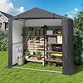 COVERONICS 5' x 3' Outdoor Storage Shelter Shed- Heavy Duty Storage Tent with Roll-up Ventilated Door and Sloping Roof, Portable Storage Tool Shed for Backyard Garden Patio, Gray