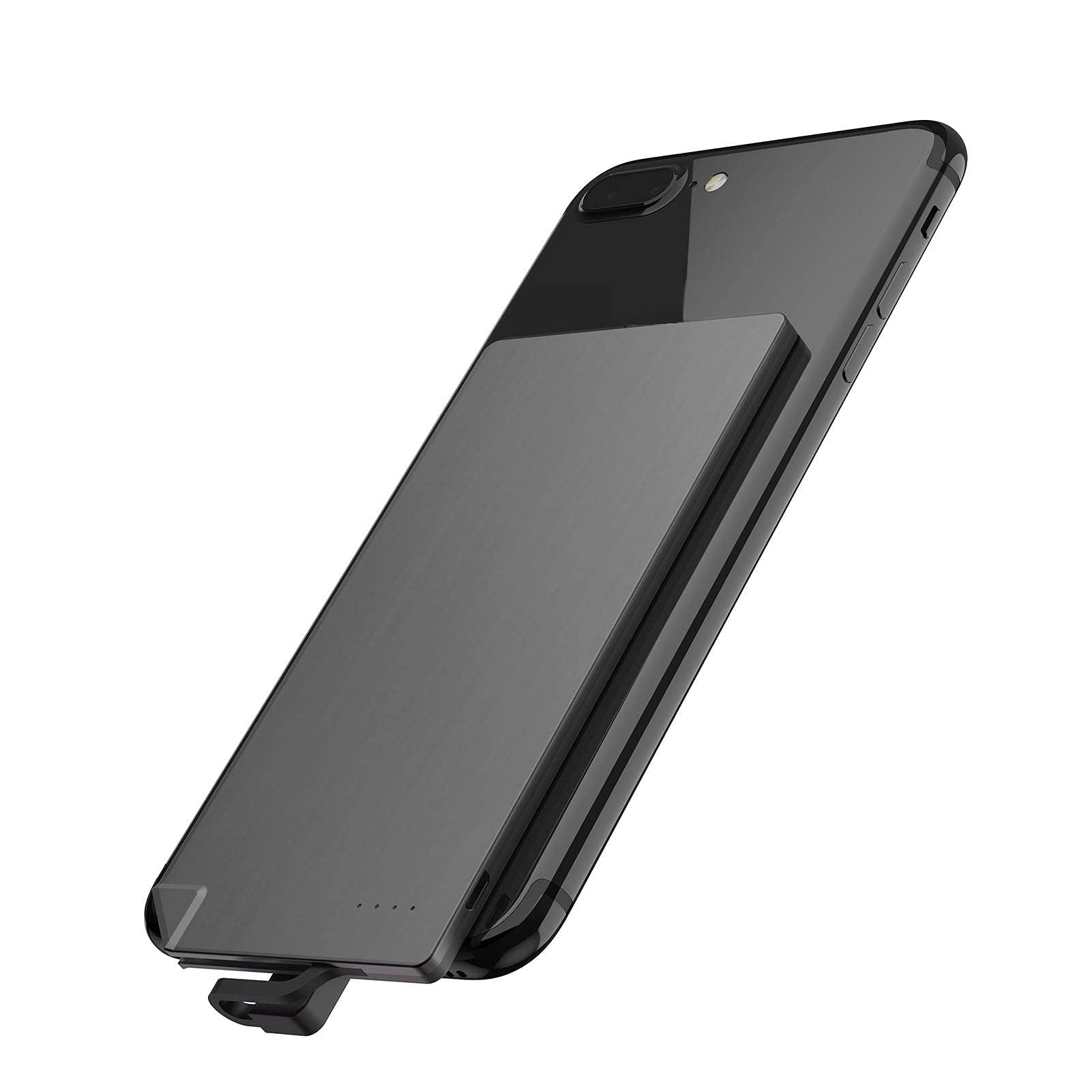 Powerbank Powerbank Ultracienka przenośna ładowarka do telefonu Wbudowany kabel Bateria zapasowa 2 wyjścia z 4 wskaźnikami LED do smartfonów, tabletów i urządzeń elektronicznych USB, czarny, typ C