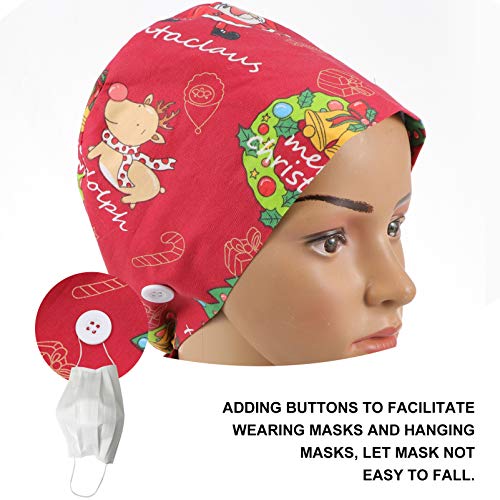 KESYOO Chapéu de Natal Bouffant Algodão Sweatband Boné Com Botão Quimio Câncer Cabelo Envoltório Cha