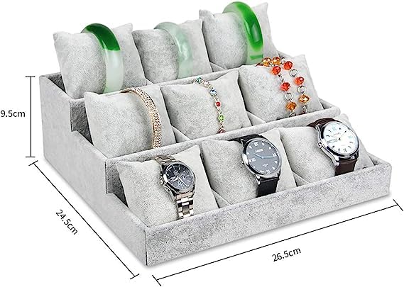 Image of 9 Pillow Watch Step Velvet Jewelry Drawer Organizer Tray Stackable Jewelry Tray
