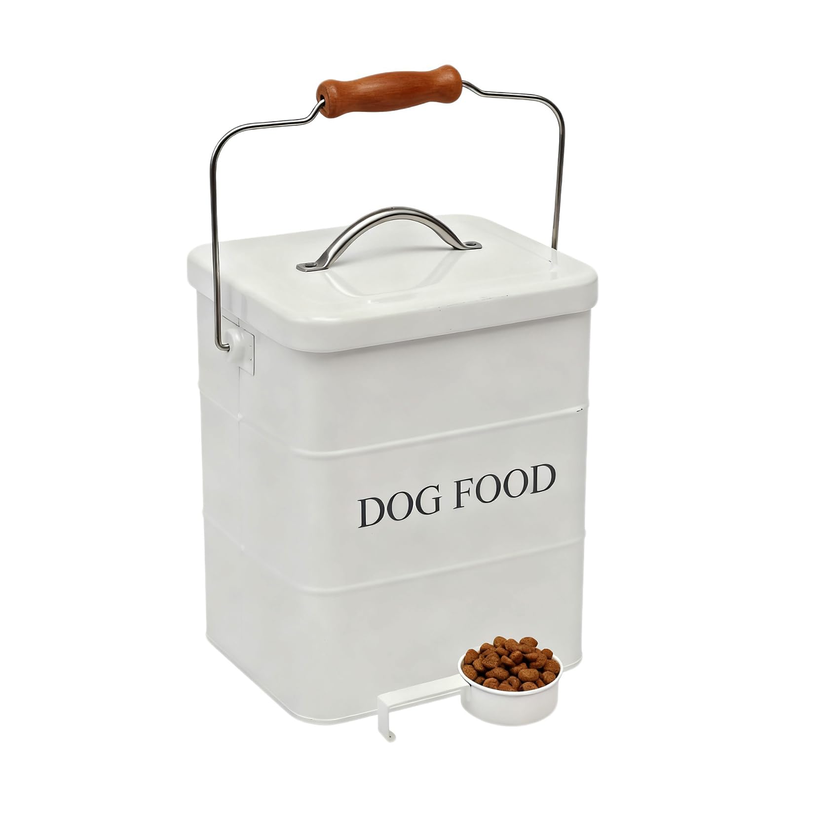 Boîte De Rangement Hermétique Pour Croquettes Chien 5 Lb - Design Vintage Avec Poignée Bois Et Cuillère Incluse - Idéale Cuisine Ou étagère