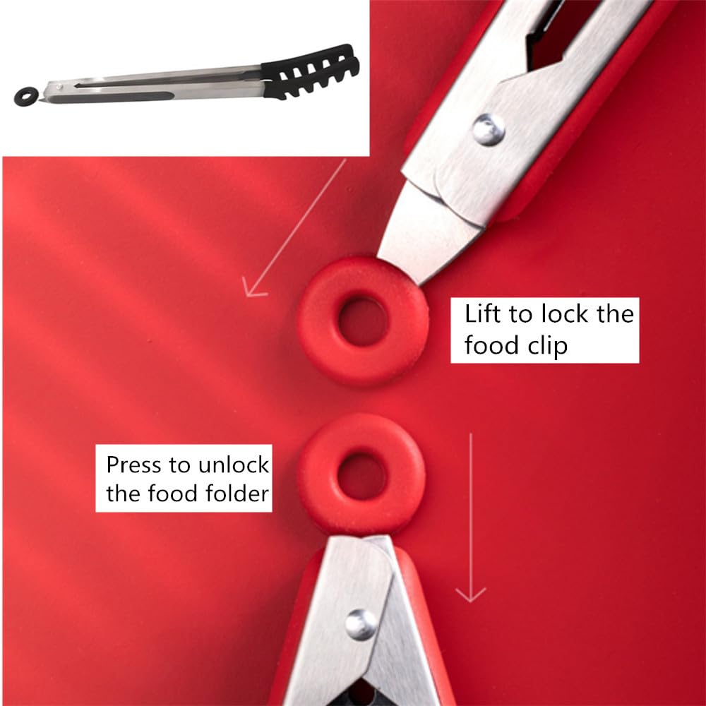 Pinzas grandes de acero inoxidable negro de 12 pulgadas con puntas de silicona, pinzas de espagueti, utensilios de servidor de pasta para fideos, cocina, hornear, barbacoa, herramientas de cocina