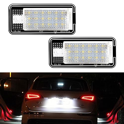 AUTOXBERT LED License Plate Lights Tag Lamp Replacement for Audi A3 A4 A6 A8 S3 S4 S6 S8 Q7 RS4 RS6, 2 Packs Set, No Error&6000K White