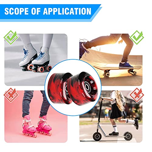 KJKVIVH 8 Pack LED Wheel Roller Skate Wheels with Bearings 32mm x 58mm Roller Skating Accessories, Black - Image 2