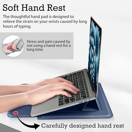 MiRowy Etui na laptopa 15-16", z funkcją stojaka, torba na laptopa MacBook Pro 16 M4/M3/M2/M1 Pro/Max 2024-2019, MacBook Pro 15 2025-2012, Samsung, XPS 15, Lenovo, HP (niebieskie)