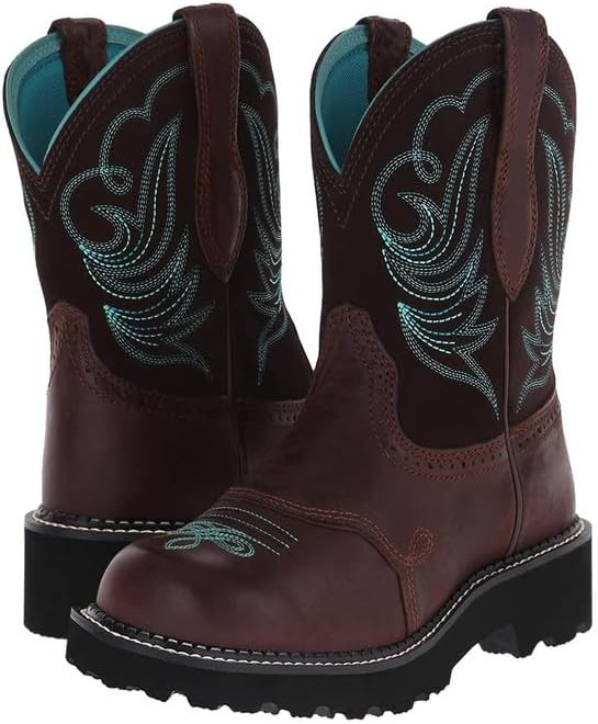 Women's Cowgirl Boots Embroidered Chunky Heel Round Toe Classic Retro Women's Ankle Boots Wide Calf Western Boots Women's Country Boots