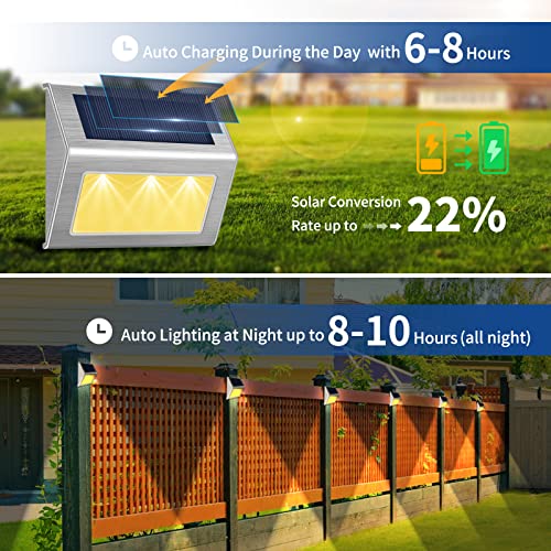 Seable Solar Step Lights, Solar Outdoor Lights Stainless Steel Solar Deck Light Waterproof Led Solar Fence Lighting For Garden Yard Patio Deck(Warm Light 6-Pack) #TOP3