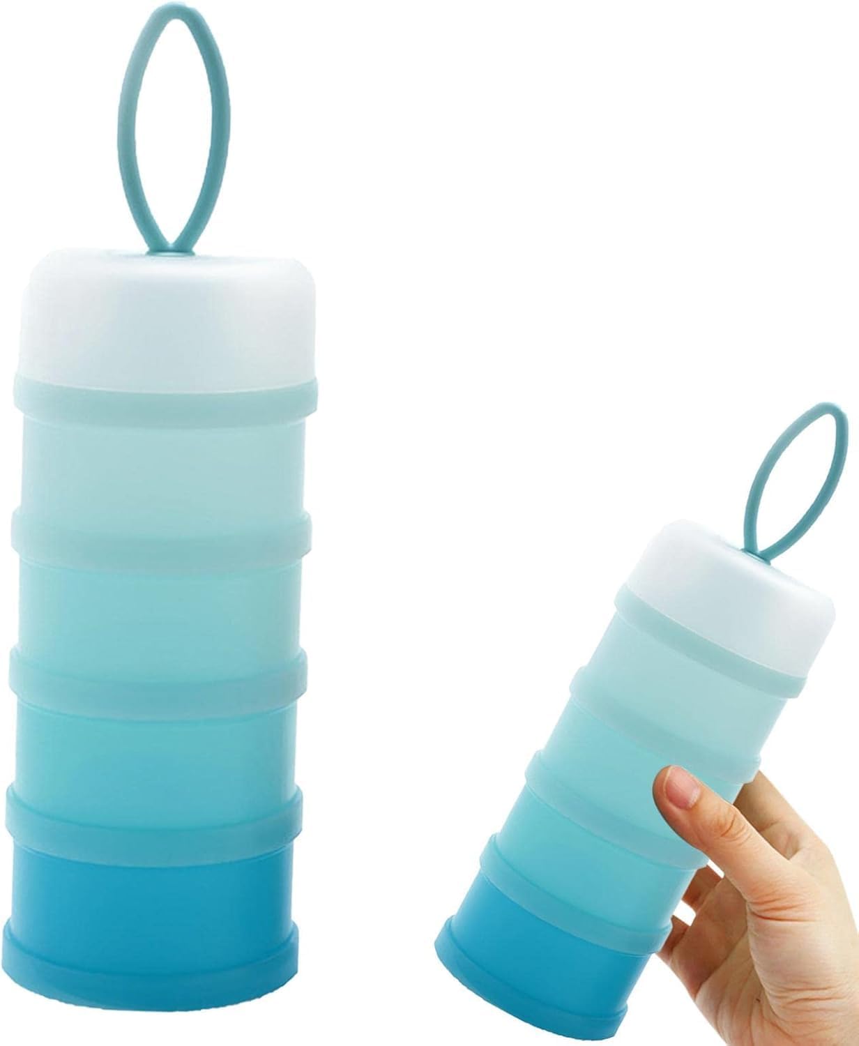 MINI Baby BPA Free Multi-Layer Stackable Food Storage Box Custom Logo Manual Dispenser for Travel Leakproof Portable Milk Powder Container (Orange) (Blue)-image-38