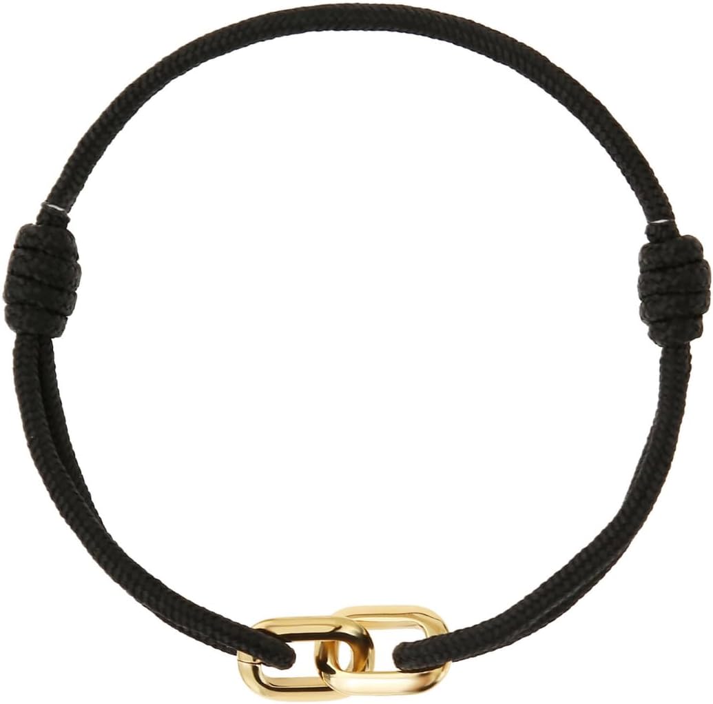 Made by Nami Nautical Bracelets for Men Adjustable and Waterproof Rope Bracelet for Men with Stainless Steel Charm Gift for Him (Black Gold) - Image 2