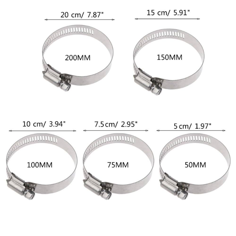 Colliers de serrage réglables en acier inoxydable pour conduits d'air 50/75/100/150/200 mm, 75 mm