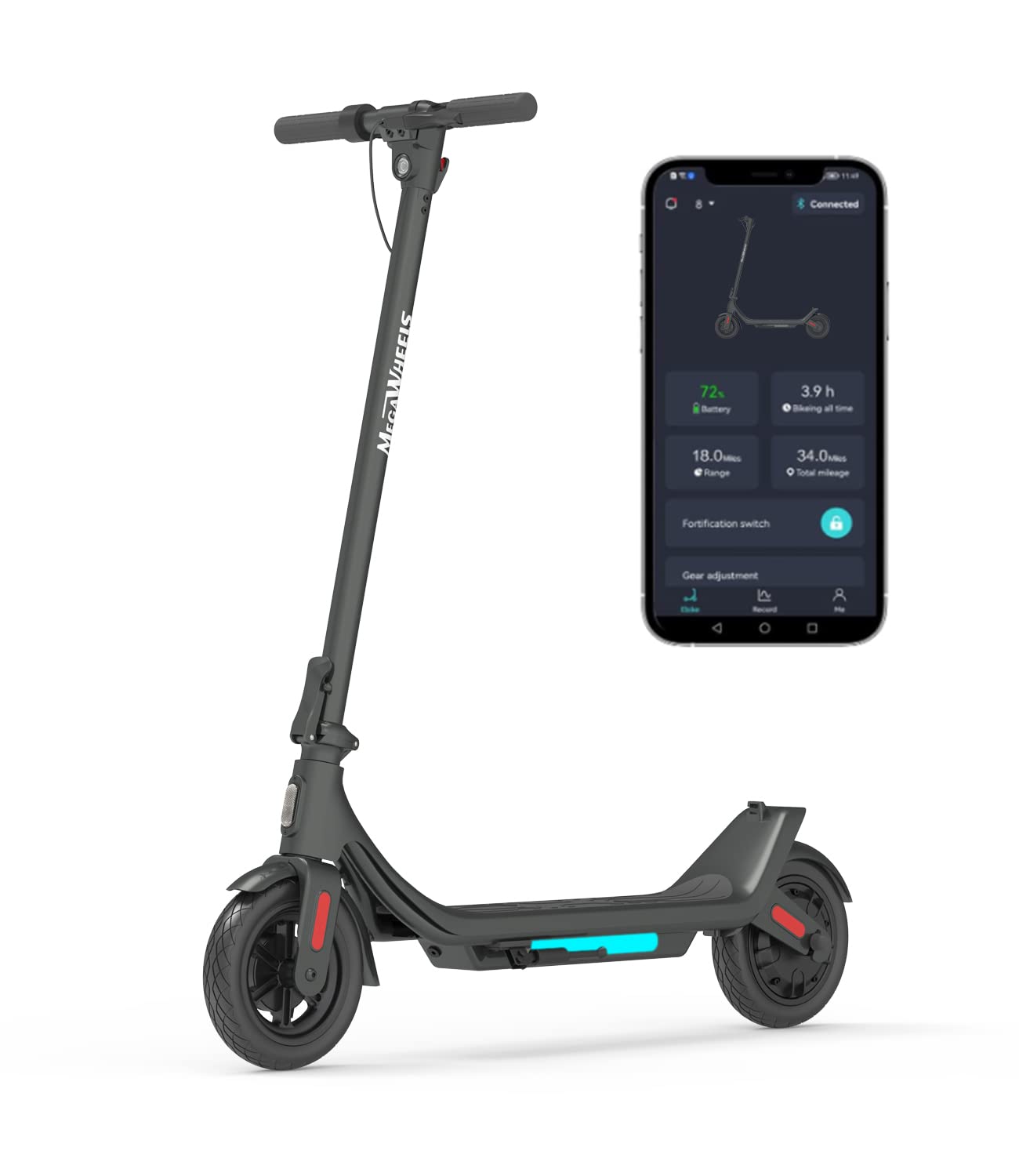 Electric Kick Scooter, 9 inch Pneumatic Tubeless Tires, Max Speed 15.5MPH, Max 15.5 Miles，Foldable Electric Scooter for Adults