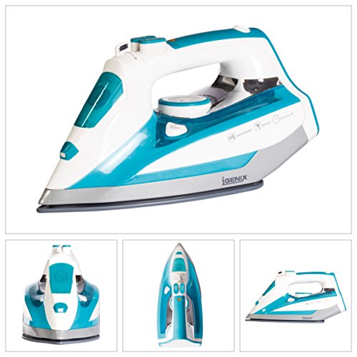 Igenix IG3125 Steam Iron with Shot or Continuous Steam Function and Anti Drip Control, Stainless Steel Soleplate, 2500 W, Blue