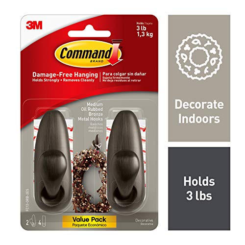 Command 3 lb Capacity Forever Classic Metal Hook, Indoor Use, 2 hooks, 4
