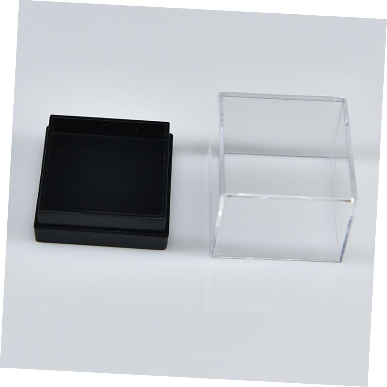 VOSAREA 12pcs Transparent Square Plastic Mineral Specimen Display Cases Protective Storage Box for Rough Stone and Jewelry Collection Viewing Organizer for Educational Use