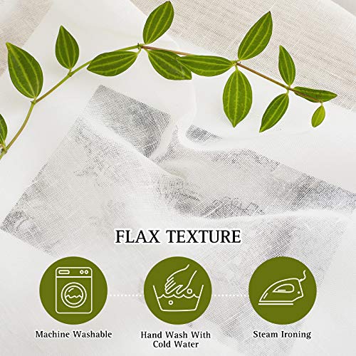 NICETOWN Faux Flax Linen Light Filtering Sheer Curtains for Sliding Door, Grommet Rustic Flax Window Treatment Semi Sheer Drapes for Farmhouse/French Door, Ivory, W70 x L84, Set of 2