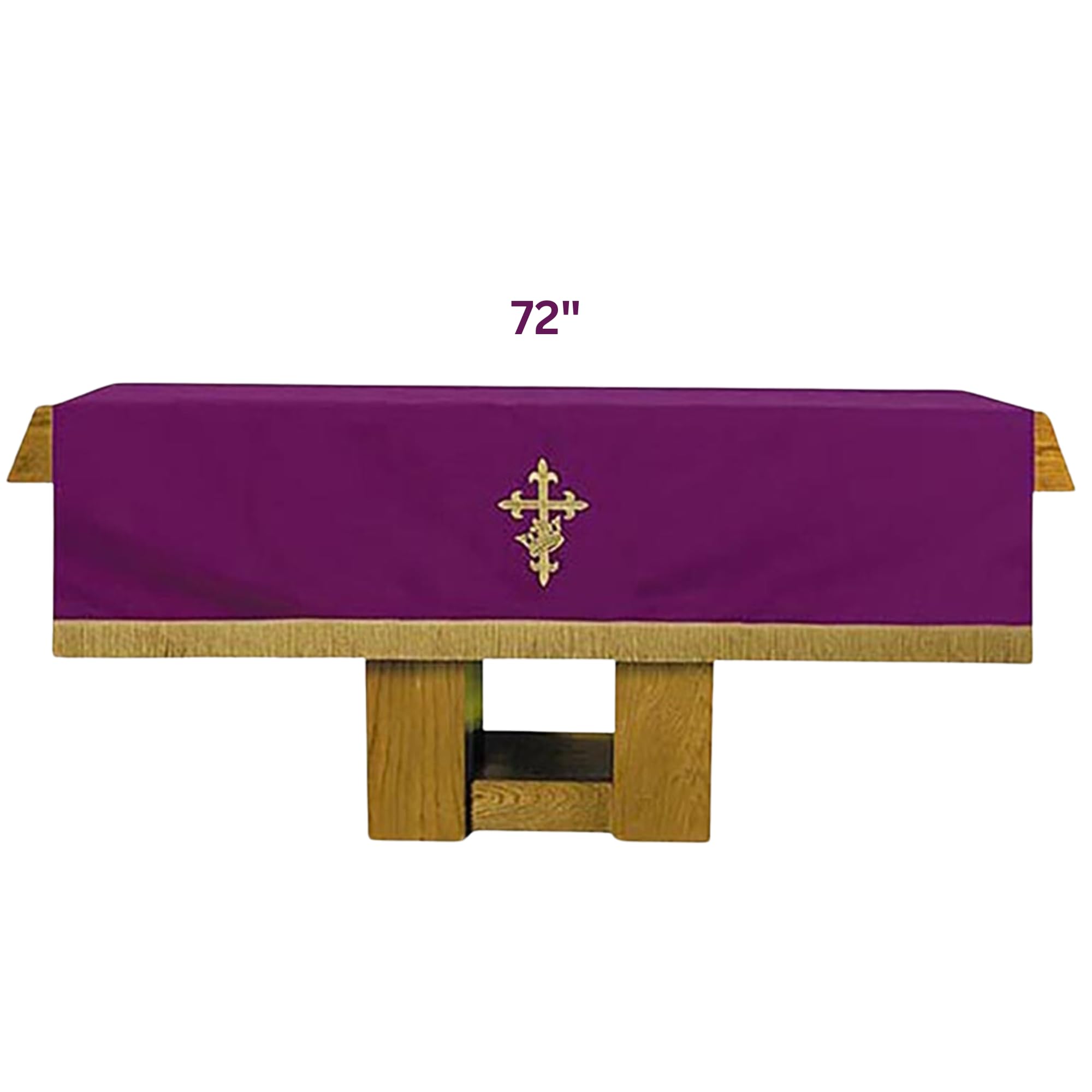 Needzo Reversible Altar Frontal in Purple & Green - Smooth Weave Polyester with Embroidery, 72