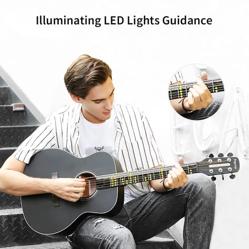 Poputar T2 Guitare Acoustique, guitare acoustique 36 pouces, Kit De Guitare Naturelle Pour Débutants, APPLICATION intelligente, Touche 96 LED, enseignement vidéo, mode de jeu, mode entraînement - Les Beatles, Paul McCartney, John Lennon, RIngo Starr, George Harrison Poputar T2 Guitare Acoustique, guitare acoustique 36 pouces, Kit De Guitare Naturelle Pour Débutants, APPLICATION intelligente, Touche 96 LED, enseignement vidéo, mode de jeu, mode entraînement – Image 4