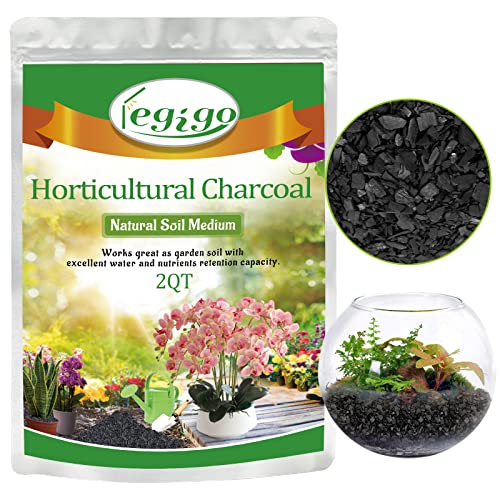Legigo 2QT All Natural Horticultural Charcoal- Activated Hardwood Plant Charcoal for Soil Amendment, Conditioning Bonsai Soil, Succulent Soil, Terrarium Supplies, Indoor Plant Potting Soil