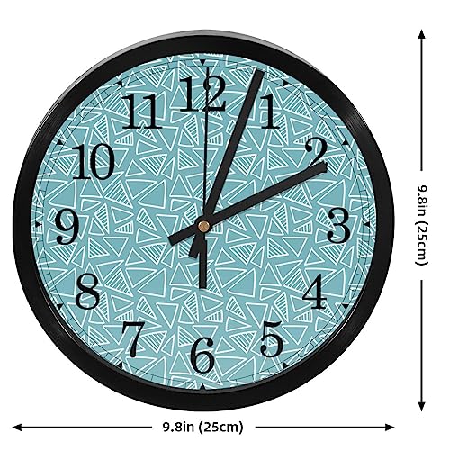 Horloge murale à quartz silencieuse haut de gamme ronde au motif géométrique bleu