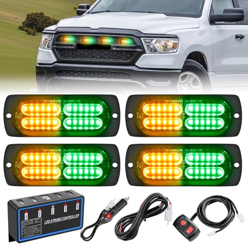 Image of Nilight 4PCS LED Strobe Lights 12V 24V Sync Feature Amber Green
