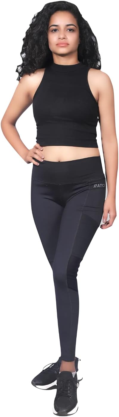 ATICXWomen’s Skinny Fit Polyester Leggings - Quick Dry for Gym, Running, Dance - High Waist Non-Transparent Yoga Pants